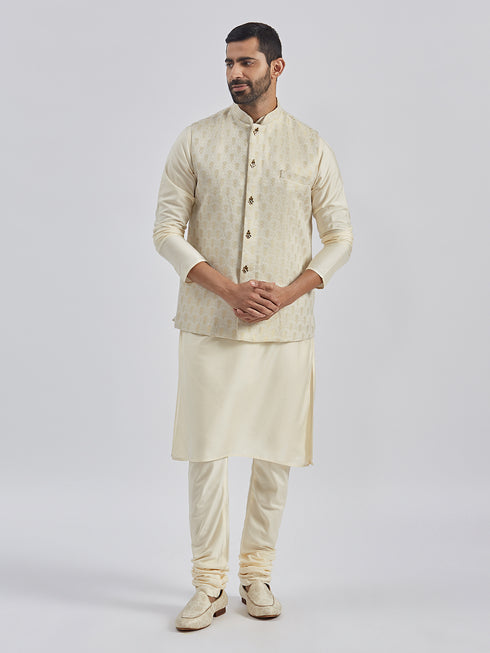 Men's Gold Viscose Nehru Jacket